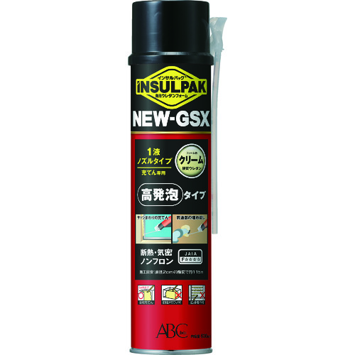 【TRUSCO】ＡＢＣ　簡易型発泡ウレタンフォーム　１液ノズルタイプ　インサルパック　ＮＥＷ－ＧＳＸ　６３０ｍｌ　フォーム色：クリーム